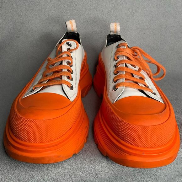 Alexander McQueen White & Orange Tread Slick Low Sneakers size 42/9 Platform - Picture 7 of 12
